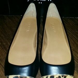 New JCrew Amelia Leopard Cap Toe Flats  Sz 5.5 -6